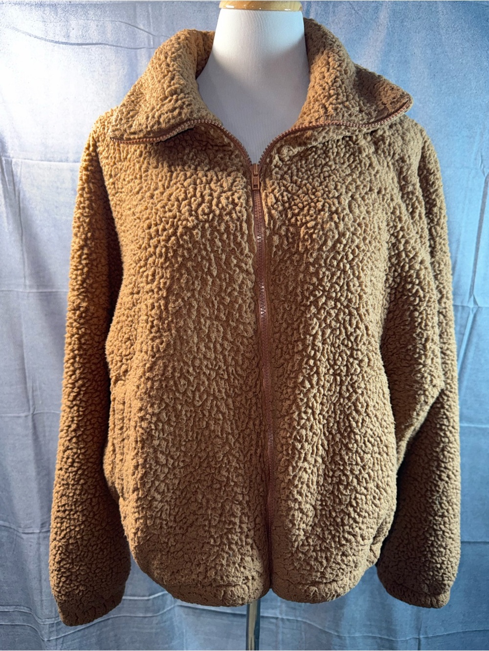 6A-SO Women's Camel Teddy Sherpa Zip Jacket